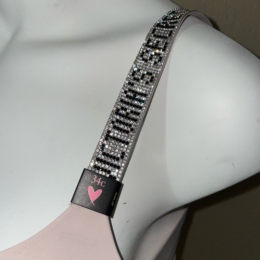 Victoria Secret Shine Strap Bra VS Taupe Shine Strap Rhinestone Panty Set 🆕 🪩 - Picture 3 of 13